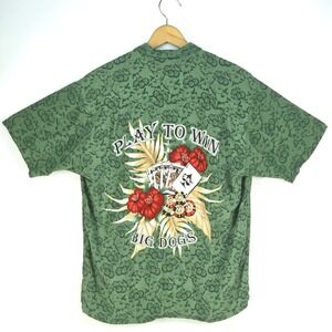 Big Dogs Play To Win Hawaiian Button Up Poker Shirt Mens Large All‎ Over Print